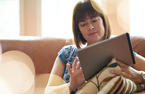 Woman looking at an iPad