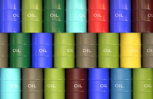 Different colored oil cans