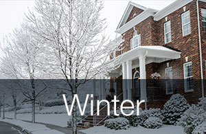 House and yard covered with snow